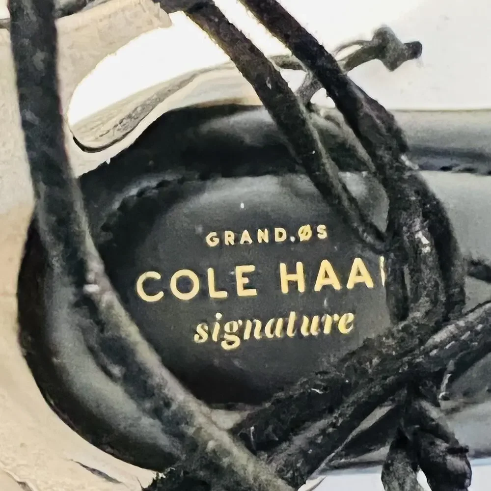 Cole Haan Sandals Womens 8 Black Leather Signature Gladiator Lace Up Zip Shoes